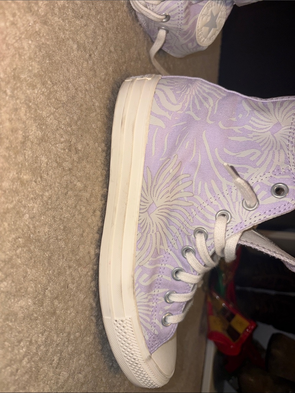 Converse Lavender Floral High-Top Sneakers - Picture 4 of 5
